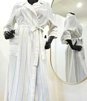 Vintage pastel seersucker robe, Mr. Robert Taiwan, one size loungewear